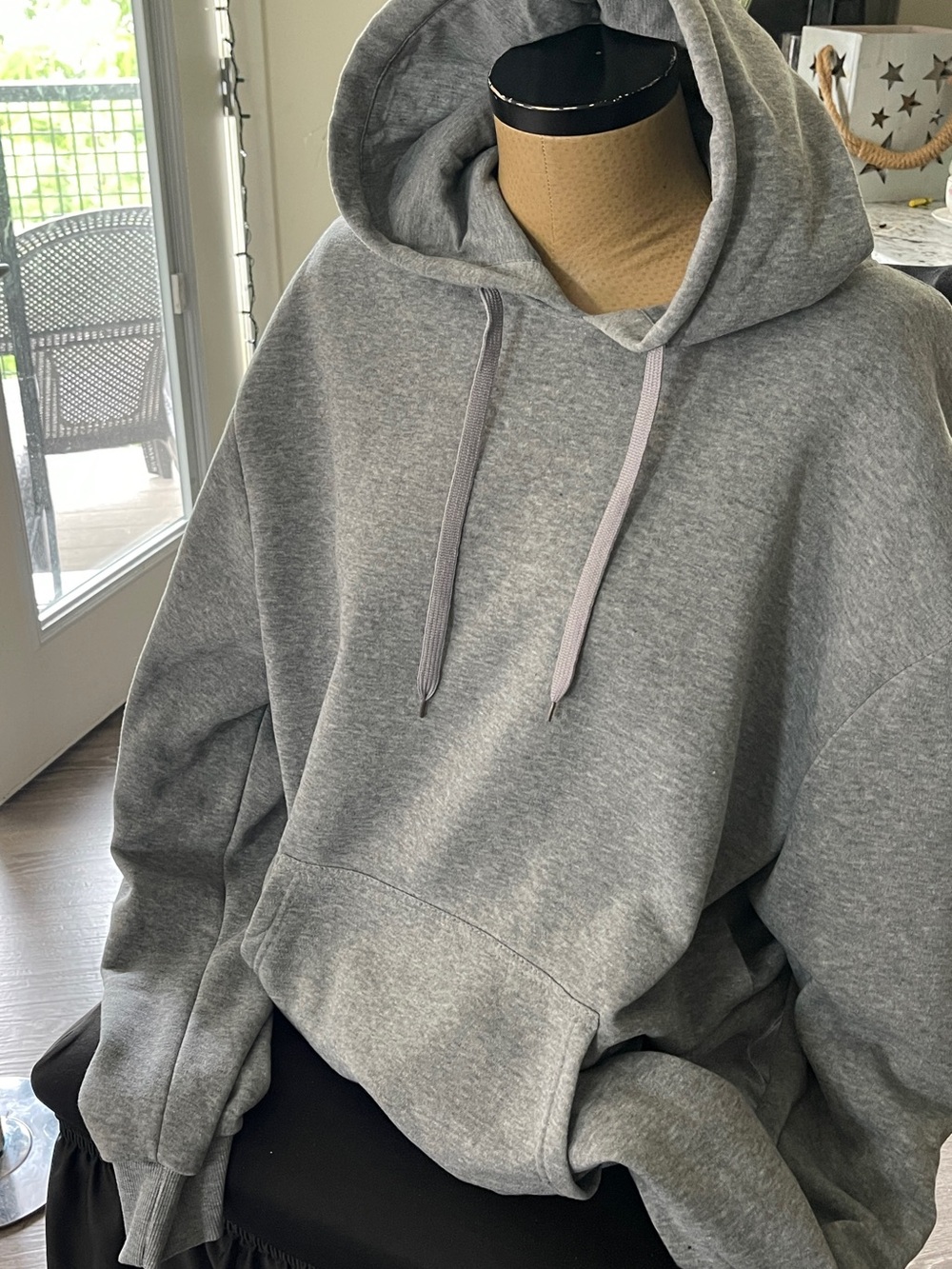 North Pole Oversized Gray Hoodie with Kangaroo Pocket